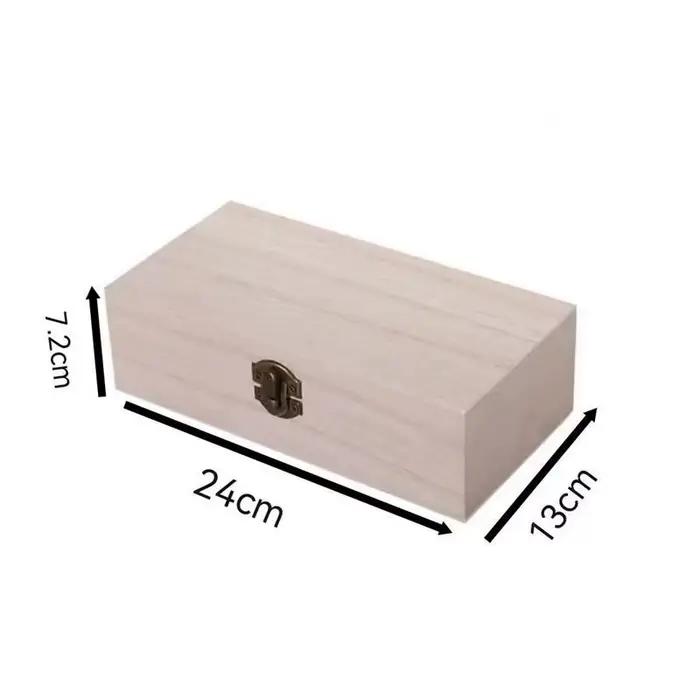 Boîte de rangement rectangulaire en bois, organisateur, conteneur de rangement simple, anti-poussièr