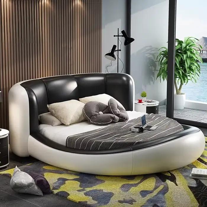 Lit de Luxe Double King Size Moderne Italien pour Chambre à Coucher, Meubles de Chambre d'Hôtel Prin