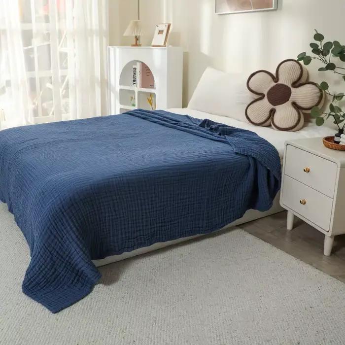 Couverture 100% coton pour lit, couverture de lit en mousseline douce, couvre-lit léger et respirant