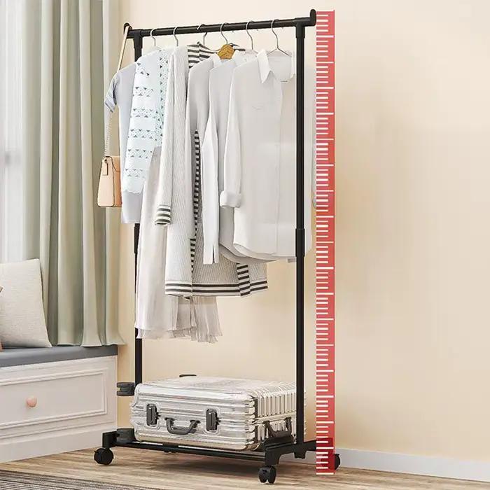 Cintre mobile à roulettes pour chambre à coucher, vêtements doubles, rapport Everthe, vêtements T1 a