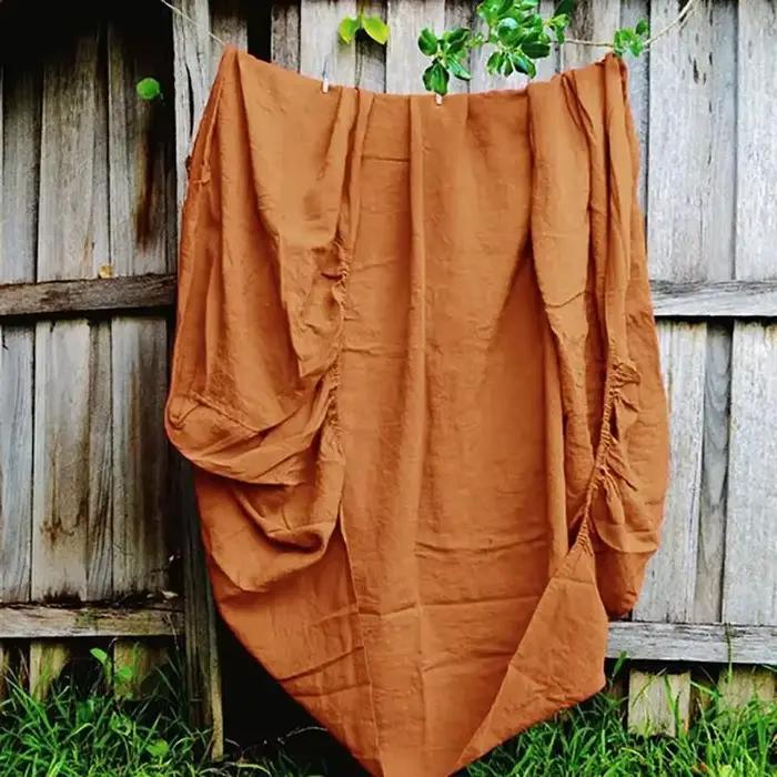Drap-housse 100% lin, housse de matelas, lin français délavé naturel, doux, respirant, poches profon