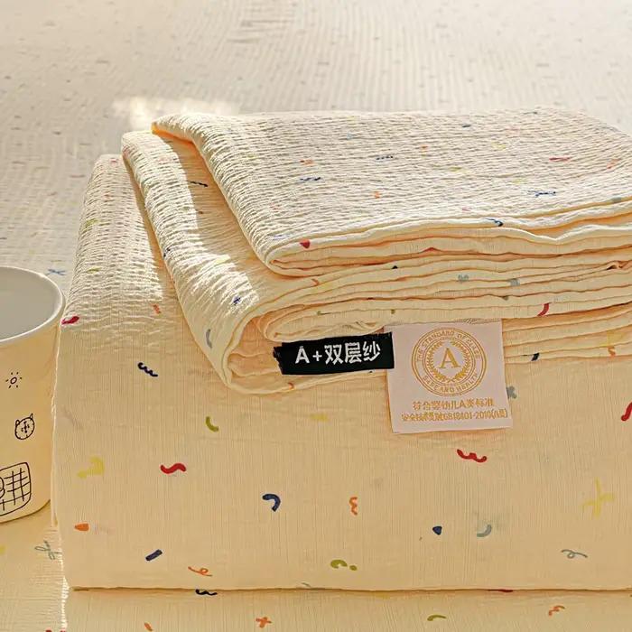 "Drap de lit en coton lavé de couleur unie, drap de couverture de lit Double Queen King de haute qua