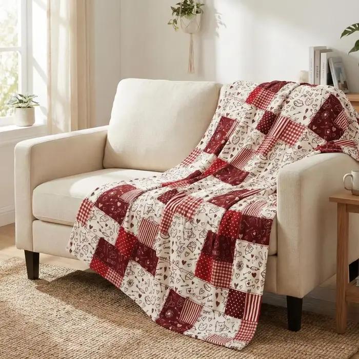 Couverture en coton patchwork Kantha à imprimé floral, jeté de lit doux et chaud pour canapé, lit, f
