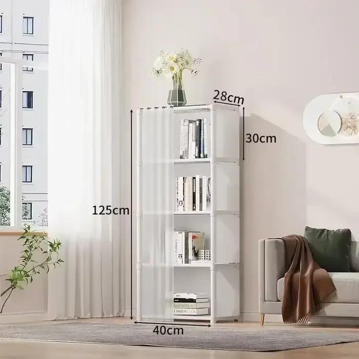 Armoire de rangement multi-niveaux 5/6, anti-poussière, multifonctionnelle avec rideaux, organisateu