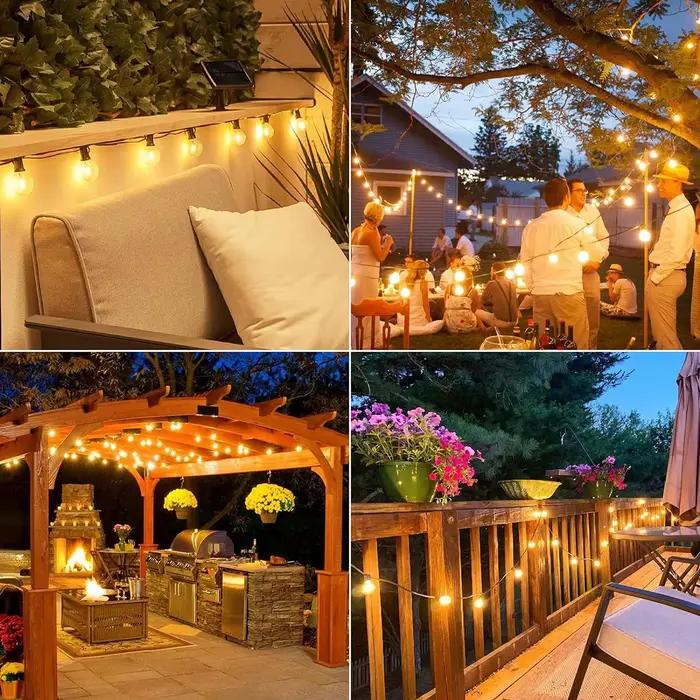 Guirxiété Solaire G40 à LED pour l'Extérieur, Luminaire Décoratif, Idéal pour un Jardin, une Terrass