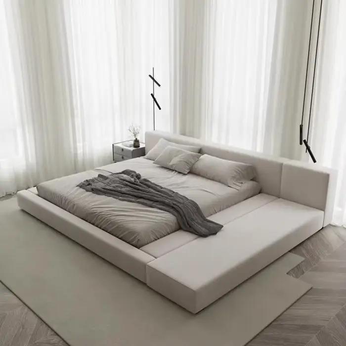 Chambre à coucher de filles lit de luxe esthétique moderne tête de lit nordique cadre de lit tables 