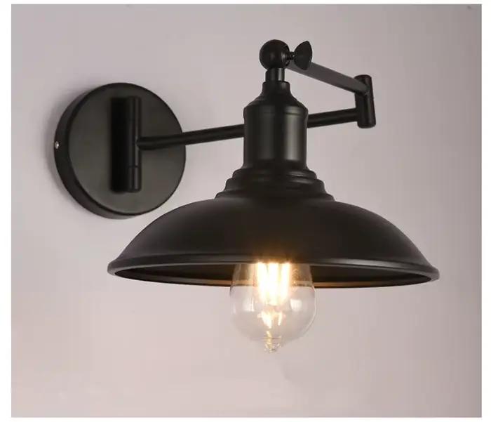 Applique murale à bras pliant rétro américain, lampe de chevet de chambre à coucher, lampe de lectur