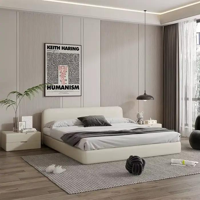 Lit de style moderne en bois massif pour adultes, très efficace pour la décoration de la chambre, av
