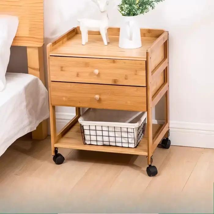 Table de chevet moderne en bambou, armoire latérale minimaliste pour petits espaces, organisateur de