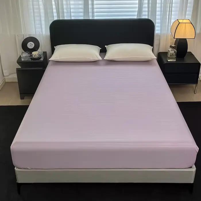 Drap-housse avec bande élastique, housse de matelas souple de couleur unie pour lit simple, Double, 