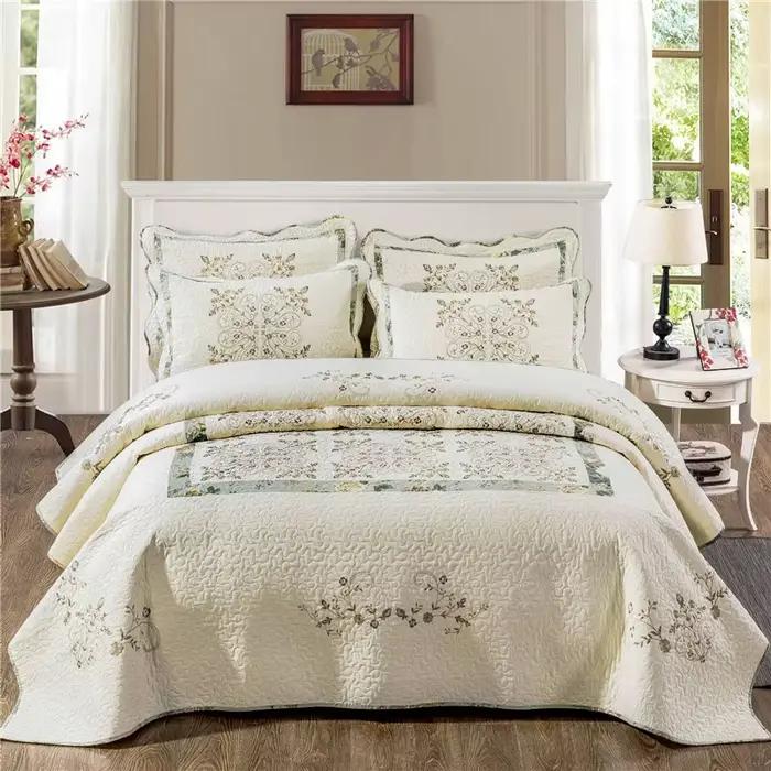 Ensemble de couettes brodées en coton, couvre-lit sur le lit, couverture matelassée européenne, pour