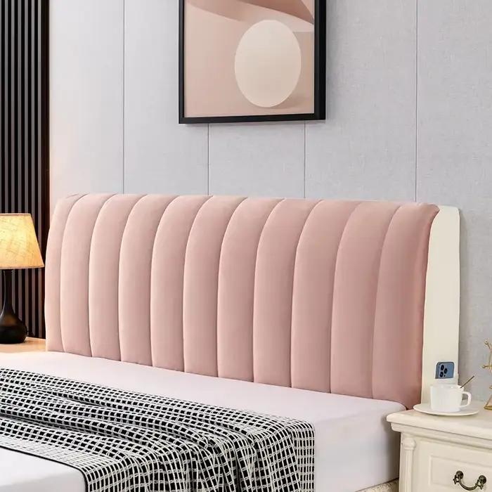 Housse de tête de lit matelassée en velours épais, housse de protection de tête de lit élastique dou