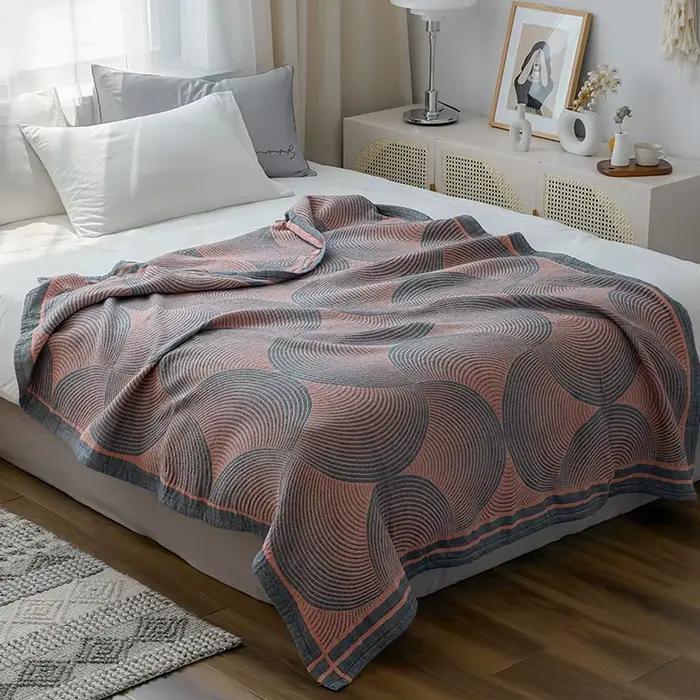 Couette de Lit Double en Mousseline de Coton, Couverture Décorative pour Canapé, 200x230cm
