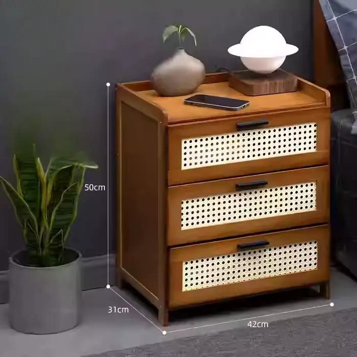 ‌ Table de chevet minimaliste moderne – Armoire de rangement de chevet en bois massif avec tiroir, d