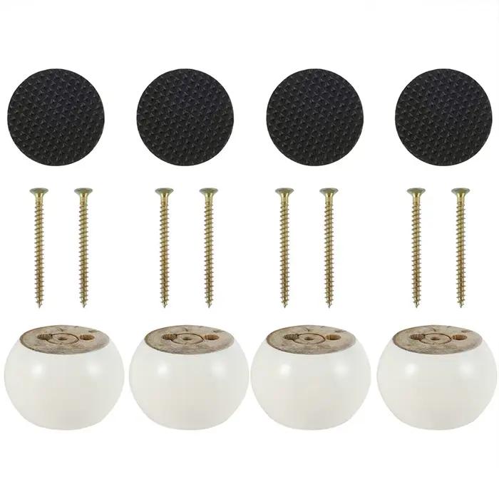Pieds de Meubles en Bois Massif, de Forme Ronde, pour Chignon, de 5cm de Haut, 10x5cm, 4 Pièces