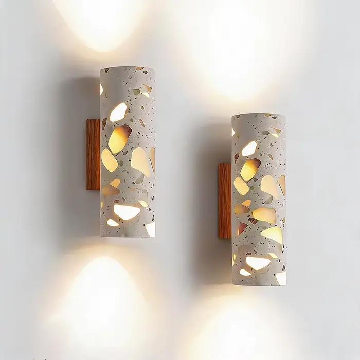Lampe murale LED en pierre translucide de style médiéval pour chambre à coucher, lampe de chevet, éc