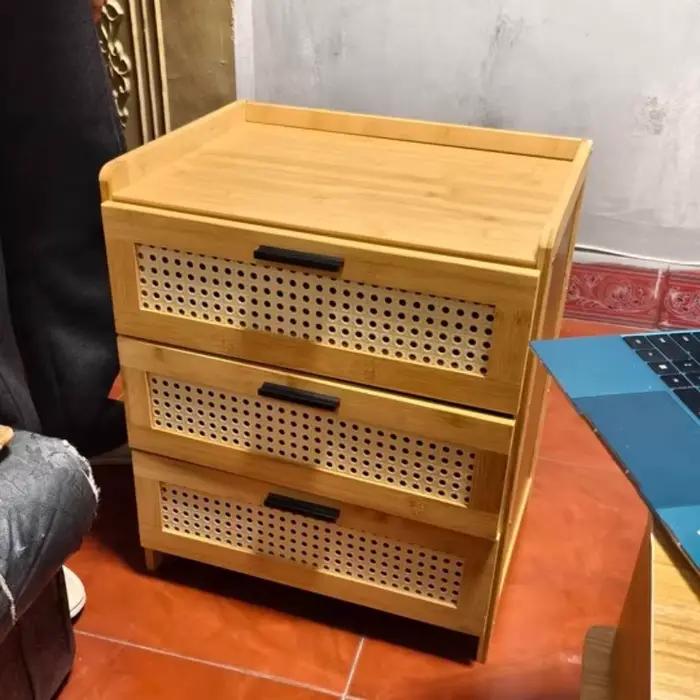 ‌ Table de chevet minimaliste moderne – Armoire de rangement de chevet en bois massif avec tiroir, d