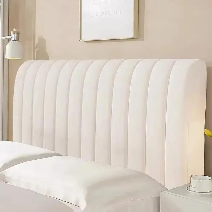 Housse de tête de lit en velours épais et doux, couleur unie, protection intégrale contre la poussiè