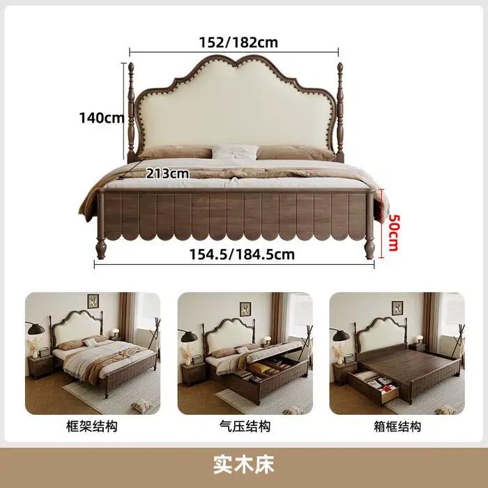 Lit double 200x220cm avec cadre, taille Queen, esthétique et luxueux, lit King Size pour 2 personnes