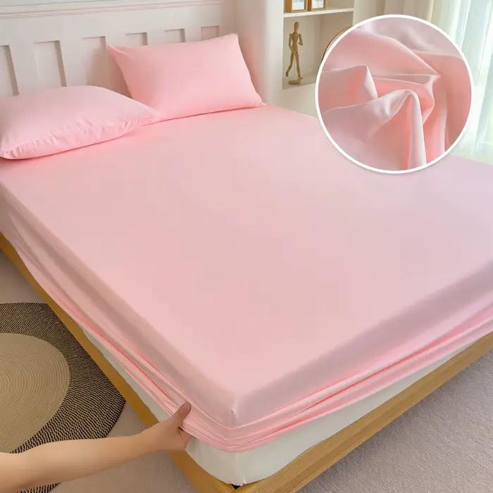Drap-housse avec bande élastique, couvre-matelas de couleur unie, protection pour lits simples, doub