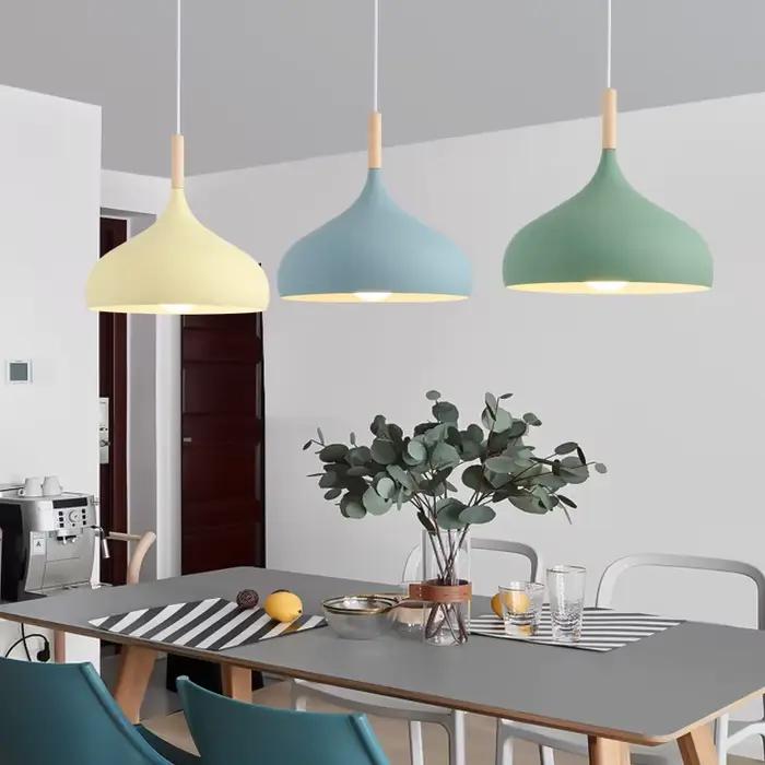 Nouvelles lampes suspendues modernes lustre macaron pour Restaurant chambre lampes suspendues en alu