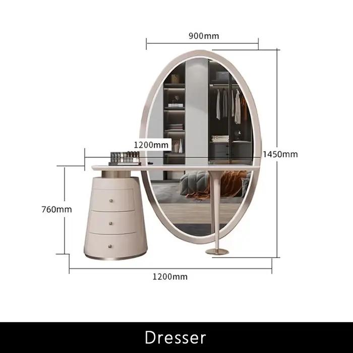 Coiffeuse de luxe légère pour chambre à coucher, miroir intelligent complet, table de maquillage en 