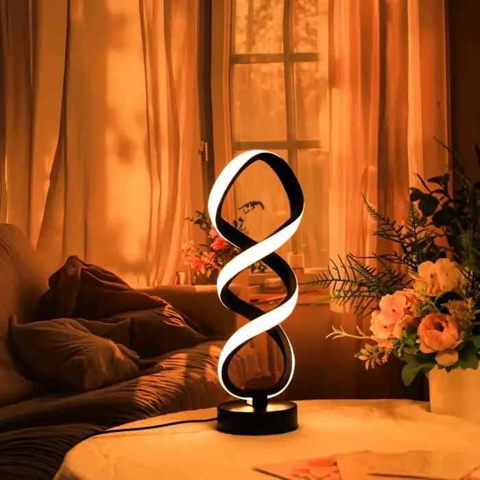 Lampe de bureau plissée sur pied en fer forgé LED avec prise USB, trois couleurs, gradation progressive, lampe de chevet tactile créative pour chambre à coucher