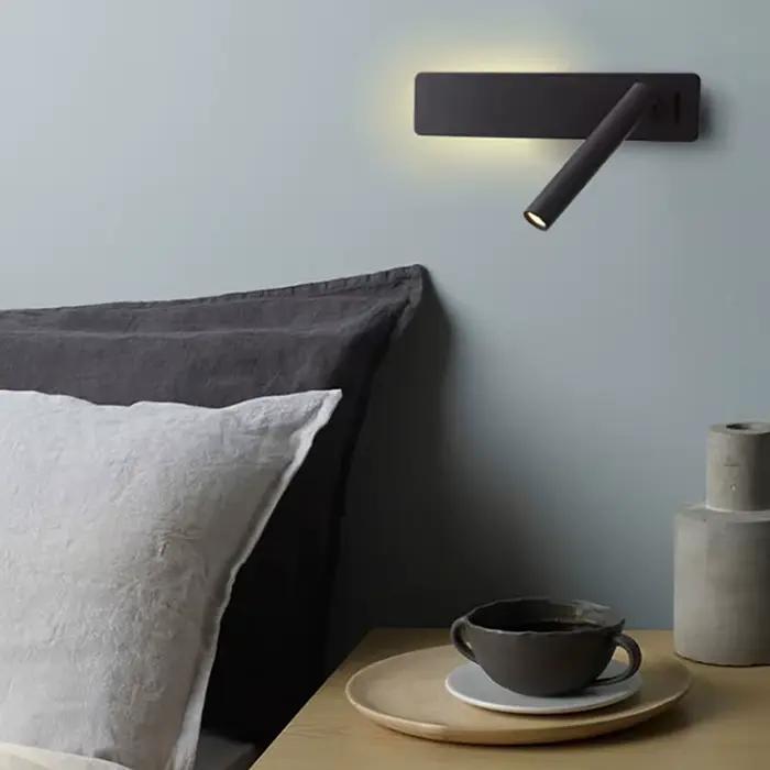 Mur LED lampe lampe de lecture pour chambre hôtel tête de lit nuit livre lampe Rotation chevet applique murale avec 3W