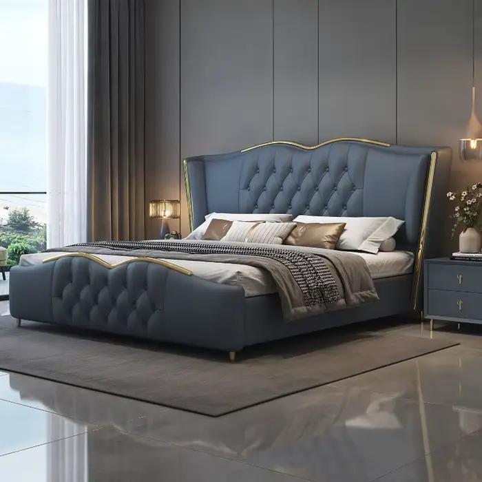 Tête de lit chambre lit double tables de chevet cadre lit de couchage rangement salon français Muebles Para dortoir accessoires pour la maison