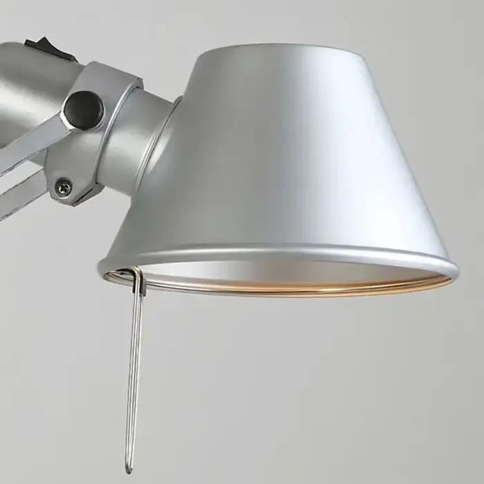 Lampe murale LED à bras Long italien, en métal argenté et noir, pour chambre à coucher, bureau, lampes de lecture, interrupteur E27, éclairage rotatif et réglable, décor