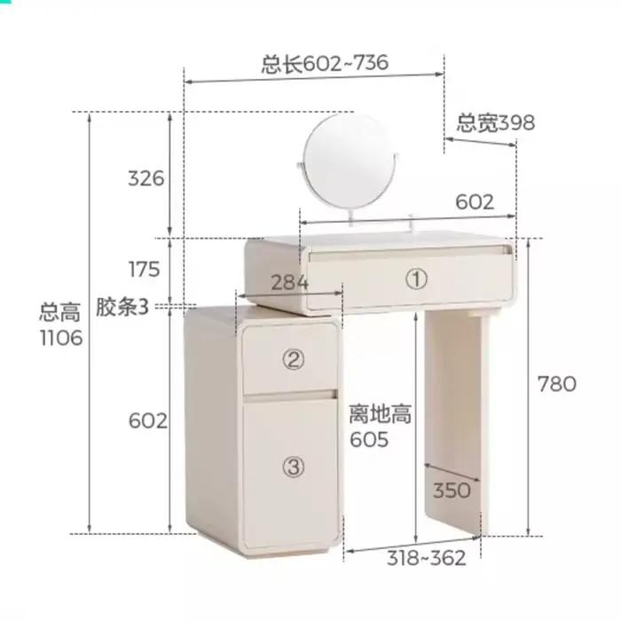 Commodes de chambre modernes blanches avec miroir