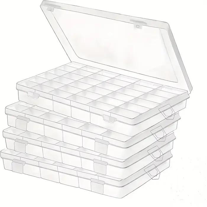 Boîte de rangement en plastique transparent à 36 compartiments avec séparateurs réglables — Idéale pour ranger des
