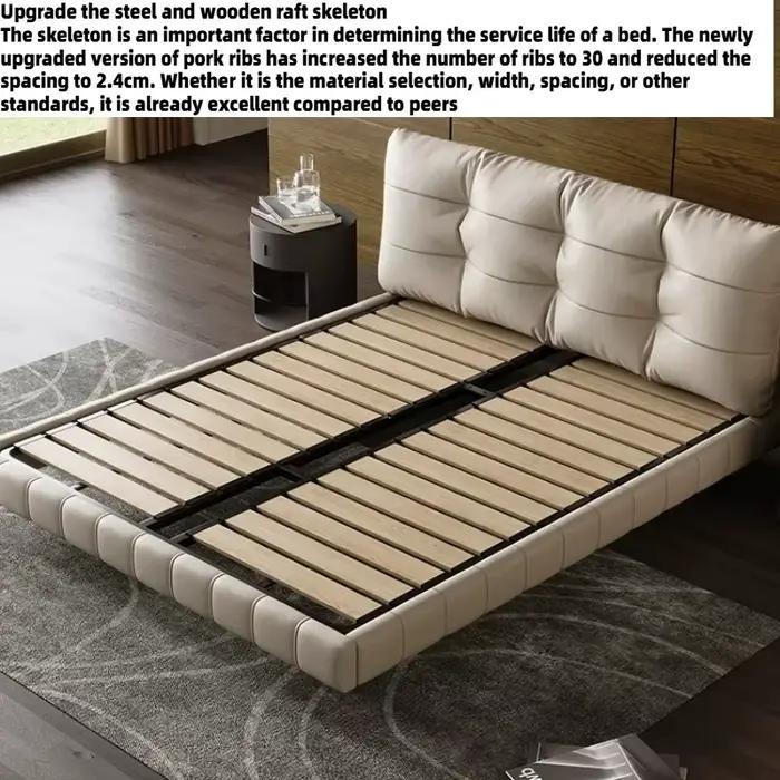 Lit flottant en cuir esthétique 180x200cm pour chambre à coucher