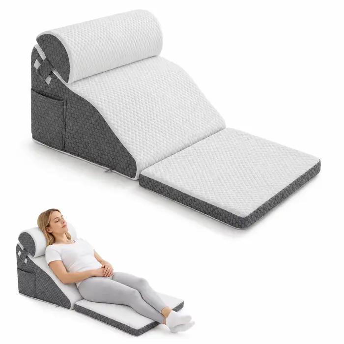 Ensemble de 2/3 oreillers ergonomiques en forme de cale avec poche latérale