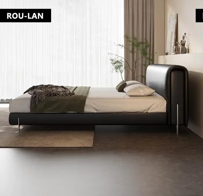 Lit souple minimaliste moderne lit en cuir chambre principale lit