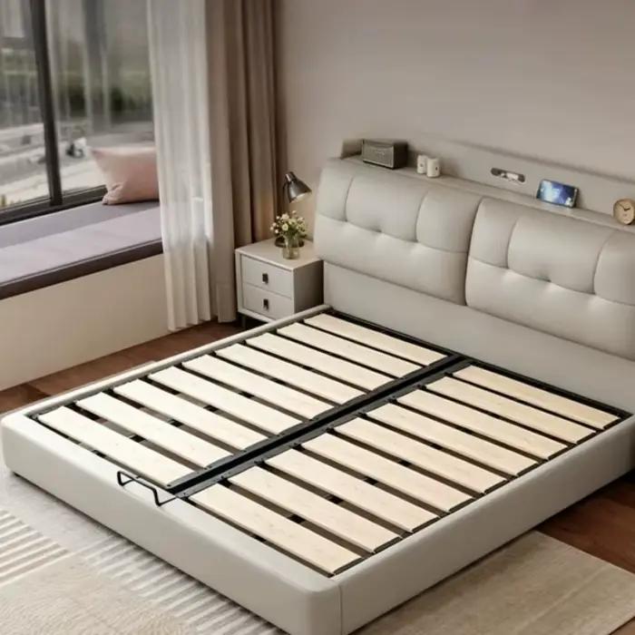 Lit double avec rangement intégré pour chambre à coucher