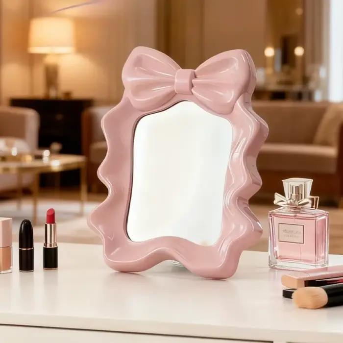 Miroir de maquillage de bureau à volants
