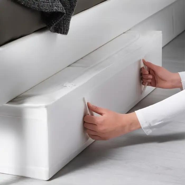 Boîte de rangement pliable pour le dessous du lit avec couvercle à fermeture éclair scellée