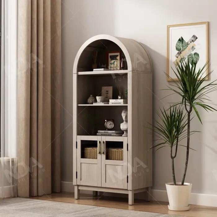Bibliothèque arquée en bois massif de Style scandinave