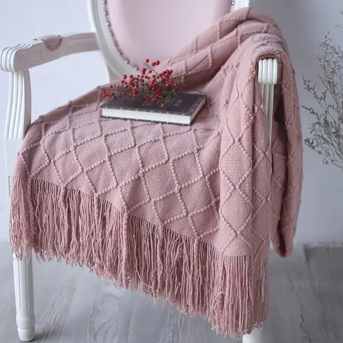 Couvre-lit en lin doux avec pompon