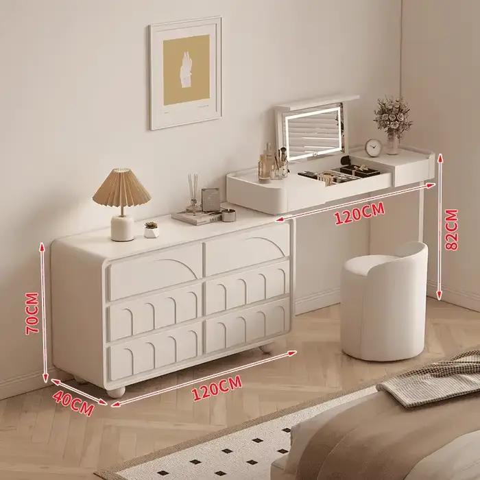 Miroir réglable Coiffeuse femmes lumière près du lit tiroirs