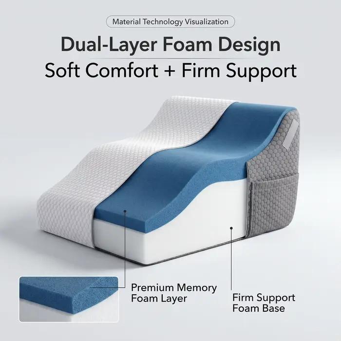 Ensemble de 2/3 oreillers ergonomiques en forme de cale avec poche latérale