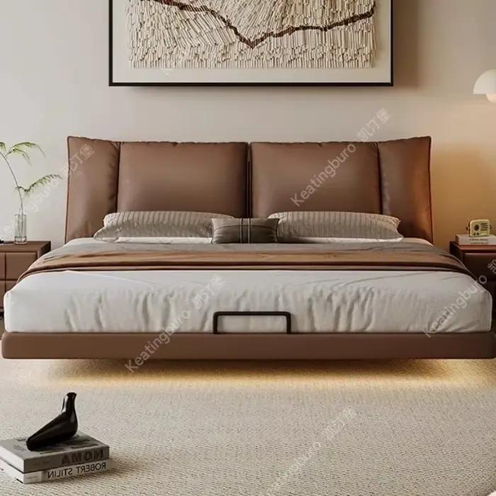 Lit double de luxe en cuir 180x200 pour chambre d'enfant