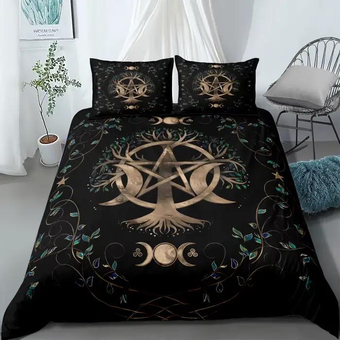 Celestial Yggdrasil-Ensemble de housse de lit en lin pour adultes