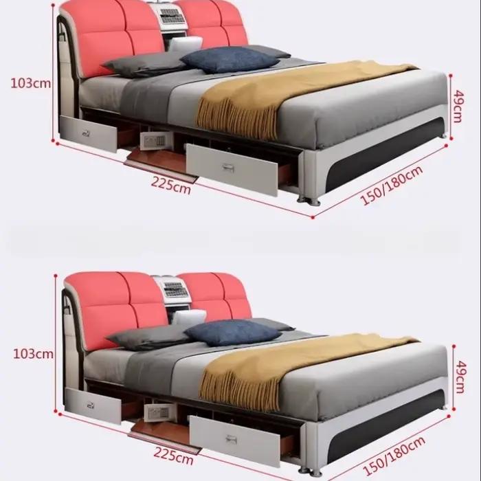 Lits de chambre à coucher de luxe 180x200 avec tiroirs de rangement