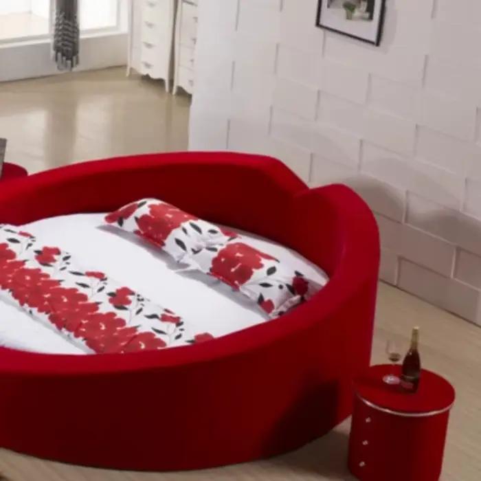 Lit Moderne en Tissu, Nouveau Lit Double Princesse Chinois pour Chambre à Coucher