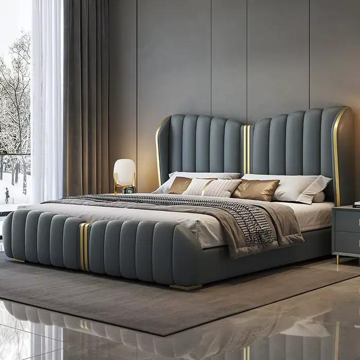 Lit en cuir moderne et simple haut de gamme
