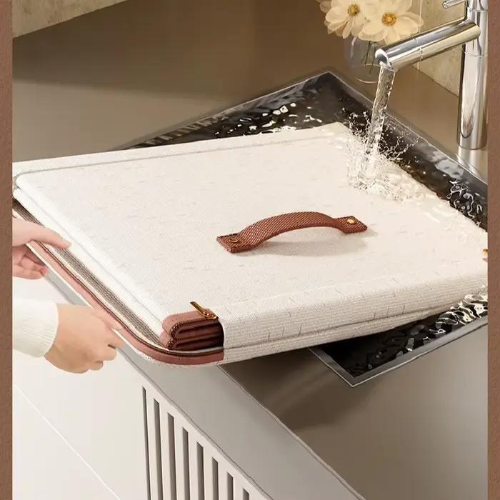 Grande boîte de rangement pour la maison, boîte de rangement robuste en coton et lin avec fermeture éclair et couvercle pour vêtements, jouets, couvertures