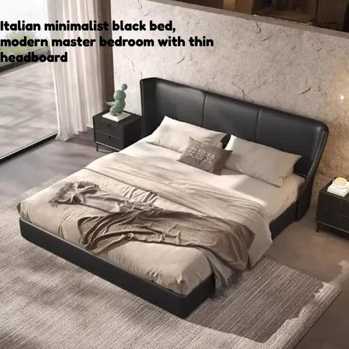 Lit double moderne et minimaliste avec tête de lit