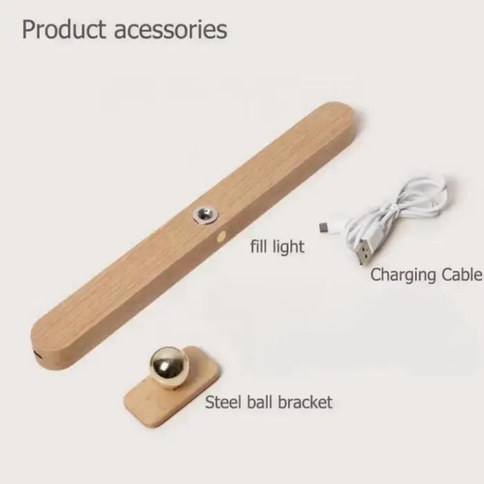 Lampe de chevet murale LED sans fil en bois